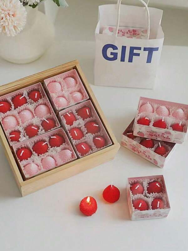 9/6/4pcs Set Strawberry Scented Handmade Candles, Gift For Wedding, Birthday, Creative Birthday Present, Aromatherapy Candles