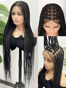 36 Inch Lace Front Braided Synthetic Wig, Lace Front Corn Braid Wig For Daily Wear - Multicolor - View 3