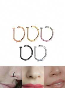 20Pcs Women Fake Nose Piercing Ring Hoop Septum Non Piercing Nose Clip Rock HipHoop Stainless Steel Fashion Punk Body Jewelry