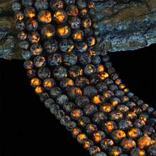 6/8/10/12 毫米天然火焰石珠明亮 Yooperlite 圆形散粒隔石适用于珠宝制作 DIY 手链项链 15 英寸