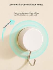 1 件装简易白色吸盘浴室挂钩，可拆卸可清洗，无需钻孔，粘性收纳衣架 - 彩色 - 查看 4