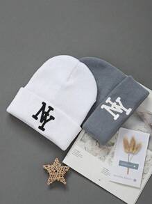 1/2/3 Piezas de gorros de invierno de Nueva York para niños y niñas, gorros de punto cálidos, suaves y a la moda, aptos para viajes de otoño e invierno, uso en ciclismo