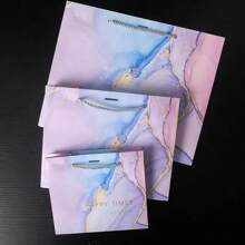 2 pezzi/5 pezzi Sacchetti regalo con decori in nastro e motivo a marmo, sacchetti regalo in carta per regali di Festa del papà, compleanni, matrimoni