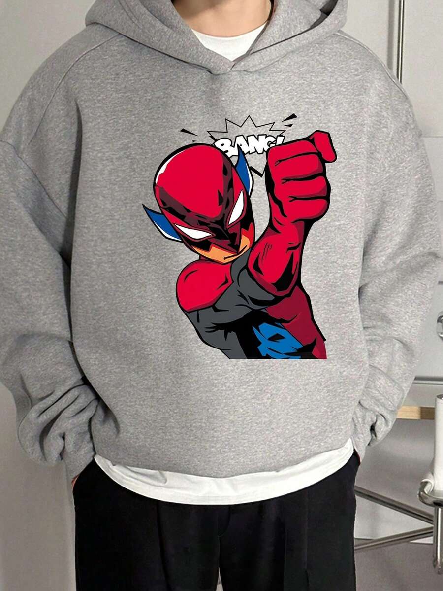 Sudadera cálida con estampado de dibujos animados para niño preadolescente - Gris - Ver 1