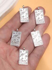 5pcs Vintage Tarot Card Charms, Alloy Pendants For DIY Necklace Bracelet Jewelry Making, M842