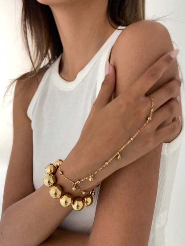Zhang CCB Perlenarmband, INS Design geometrische Kette verbundenes Finger Dekor für Frauen