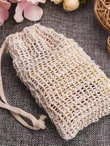 1/5 天然剑麻皂袋 | 温和去角质，泡沫丰富，速干，适用于肥皂 | 可重复使用的手工浴室悬挂式肥皂收纳袋 | 天然面料，适用于小饰品、珠宝和肥皂，带抽绳封口 | 敏感肌肤友好，植物纤维，以女性为中心，手工工艺，返校季 - 米色 - 查看 5