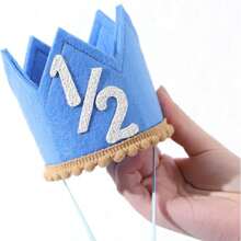 1pc,Pink Half Birthday Party Crown - 1/2 Rose Gold/Gold/Dark Blue Birthday Party Hat, Happy Birthday Crown, Party Photo Props, Birthday Party Decorations