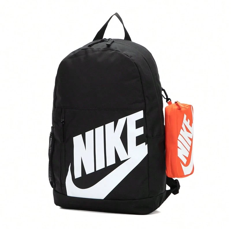 Nike 儿童运动背包,Y NK ELMNTL BKPK SHOEBOX,学生户外旅行休闲背包,男女通用单肩包 HJ4186-010 - 黑/白/橘色 - 查看 1