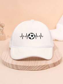 1Pc Children's Football Printed Baseball Cap With Drawstring Mesh Breathable Sunshade Fashionable Baseball Cap Truck Driver Baseball Cap,Suitable For Outdoor Activities And Sports