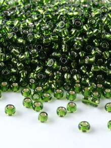 GO2CJBEADS 10 جرام متعدد الألوان حبيبات زجاجية دائرية بقطر 2 مم بخط فضي للاستخدام في صناعة الأساور DIY