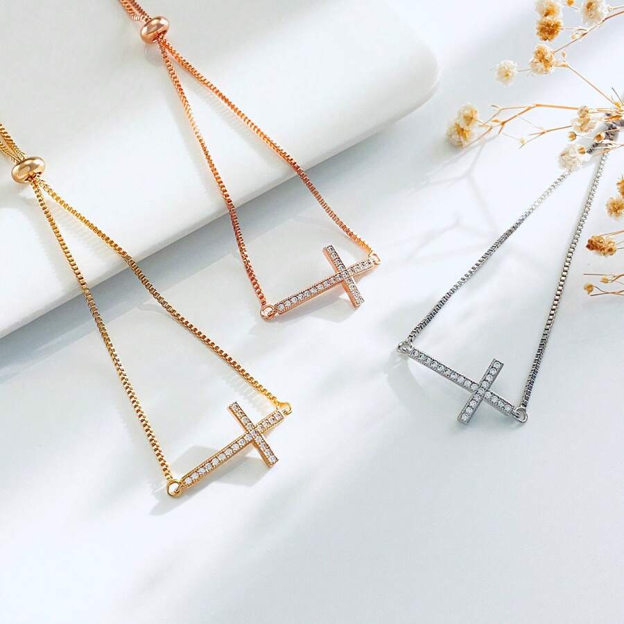 1pc Cross Bracelet, Gold & Silver Tone