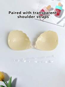 1pc Push Up Lace Invisible Push Up Bra With Randomly Attached Transparent Straps For Women Wedding Dresses, Suspenders, Bras - Suitable For Suspenders, Dresses, Bodysuits