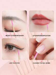 100 pièces/300 pièces Bâtonnets double-tête pour enlever le vernis à ongles, outils de maquillage double-tête pointus pour les sourcils, bâtonnets de nettoyage de maquillage en bois
