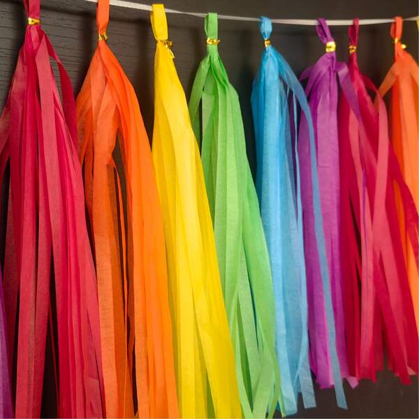 18/30pcs/Set DIY Rainbow Color Birthday Show Party Tassels Pride Day Rainbow Banner Tissue Paper Tassels Garland For Birthday Decorations Balloon Tail Wedding Party And Shower Pride Day Party Love Is Love