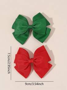4 piezas Ganchos para el cabello con lazos de tela verde y roja para niñas, pasadores de cocodrilo con lazos, accesorios de moda para el cabello para adolescentes, regalos para uso diario
