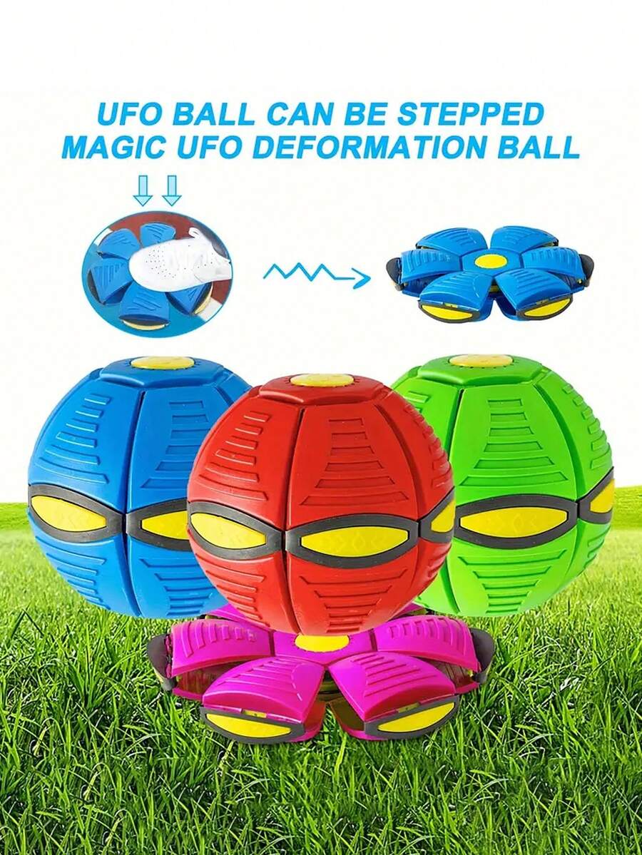 1 Elastic Stepping Ball, Outdoor Sports Toy, Magic Flying Saucer Deformation Ball Suitable For Small Dogs And Pets To Play With - Multicolor - View 1