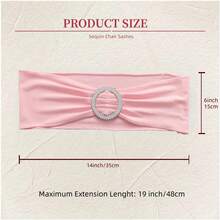 50PCS Premium Stretch Milk Silk Chair Bow Ties Adjustable Elastic Bands With Slider Buckles For Weddings, Banquets & Special Events. - Hồng nhạt - Xem 3