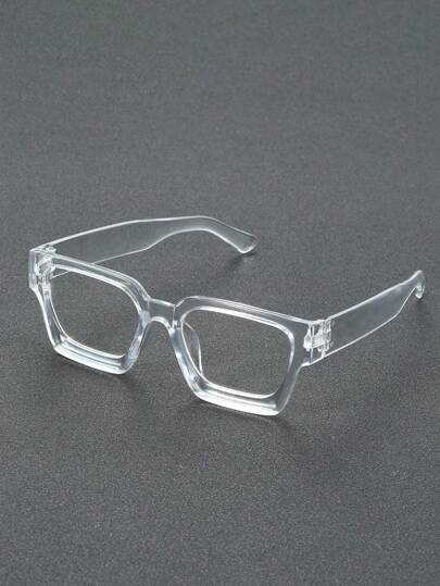 1pc Men Plastic Geometric Transparent Shades Basics Clear Glasses For Watch TV Reading Business School Outings Accessories