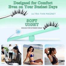 1 对磁性睫毛漫画睫毛猫眼睫毛磁性睫毛带涂抹器自然外观可重复使用无需胶水易于粘贴和去除尖刺假睫毛纤细（闪光）条状睫毛、睫毛、睫毛、假睫毛 - 眼尾拉長款 - 查看 9