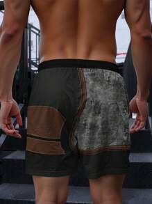 1 Stück Herren Mode Loose 3D Grafik Muster Zugkordel Shorts, leicht atmungsaktiv, lässiger Street-Style geeignet für Laufen, Wandern, Reisen, Strand, Party & Urlaubsgeschenke