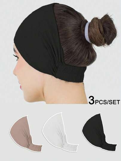 FADZOYLE طربوش نسائي مطاطي مطوي مانع للانزلاق وماص للعرق بحافة واسعة، قبعة تربان بلون أحادي مع قاعدة متجعدة ، مريح مثالي للرياضة تحت القبعة وتصفيف الشعر واللبس اليومي، إكسسوارات عباءة نسائية مبطن