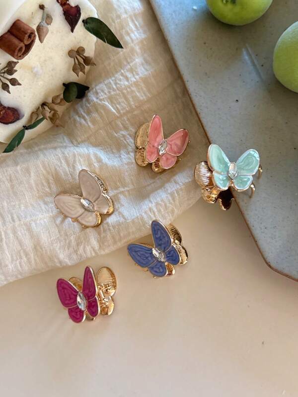 Small Size High-End Exquisite Chic French Butterfly Hair Clip For Women, Layered Bangs Clamp, 2025 New Arrival Fashion Hair Accessories Animal Claw Clips Casual Hair Claw