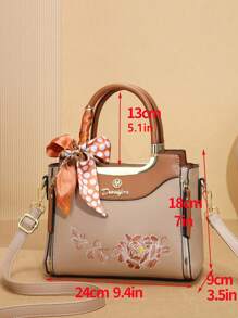 Elegante Conjunto de 3 Peças de Bolsas Femininas - Estampa Geométrica Elegante, Bolsa de Couro Sintético com Bolsa Transversal e Carteira de Embreagem