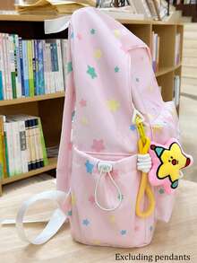 La mochila está adornada con estrellas de varios colores, incluyendo mochilas, bolsas de almacenamiento, bolsas de viaje, unisex, temporada de regreso a la escuela, regalos navideños, regalos de cumpleaños y regalos de regreso a la escuela - Multicolor - Ver 9