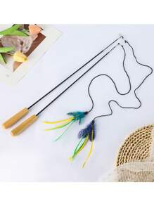 4 estilos de varitas de juguete para gatos con mango de madera ajustable, productos interactivos para mascotas, resistentes a rasguños y mordeduras