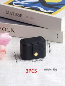 Caja de almacenamiento de joyas portátil y sencilla para viajes, organizador para anillos, collares, aretes, caja de regalo de vuelta a la escuela - Negro - Ver 17