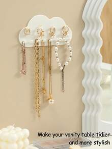 Wall Mounted Jewelry Storage Rack, Simple Plastic White Earrings Necklace Storage Holder ,Suitable For Various Walls Such As Homes, Bathrooms, Bedrooms, And Cabinets,Multifunctional Storage Rack Can Hold Rings, Necklaces, Earrings, Keys, And Hair Ties, Gift For Valentine's Day Sun Travel Cool For Women Storage Organizer Travel Essentials Back To School Dormitory Storage Fall Decor - Multicolor - View 4