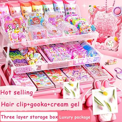 奶油糖果贴纸套装，适合男孩、女孩、儿童DIY手工贴纸，仿真奶油糖果及装饰配件，生日礼物玩具，适合5-10岁儿童