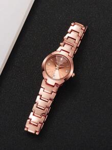 1pc Women's Fashion Minimalist Rhinestone Decor Calendar Dial Quartz Wrist Watch, Elegant Classic, No Watch Box Included
