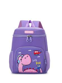 1pc Super Cute Dragon Cartoon Printed Children's Backpack, Padded Shoulder Straps Design, Suitable For School And Daily Use