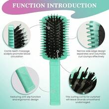 Curl Defining Brush Pink, Volume Curly Hair Brush For Effortlessly Detangling Shaping And Styling Women's Curls, Waves & Coils, Curly Hair Products, Reduce Frizz - Green+Pink - View 7