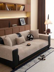 1pc Velvet Sofa Cushion, Luxury Simple Elegant Sofa Seat Cover, Anti-Slip Anti-Dust Anti-Scratch, Protect Sofa, Decor For Living Room Bedroom Office, Suitable For All Seasons - Coffee Brown - View 5