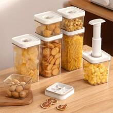 4pcs/Set 15.22oz+25.36oz+43.96oz+Manual Pump, Modern Vacuum Sealed Food Storage Containers, Ideal For Food And Grains, Fridge Storage Boxes And Containers, Fridge Organizer And Replacement Boxes, Fridge Organizer Kit