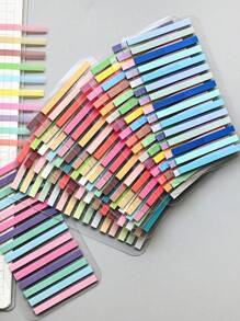 Set mit 7 Streifen, je 300 Blatt, insgesamt 2100 dünne durchsichtige PET-Aufkleber, Etiketten und Plastiktags für Schüler zum Aufkleben auf Schulbücher. Geeignet für Schulmaterialien und Schulanfang-Materialien.