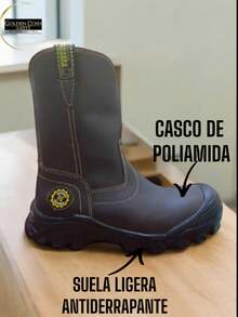 PAR Liso Estilo de ropa de trabajo BOTA TIPO ROPER PARA SOLDADOR CON SUELA ANTIDERRAPANTE Exterior Todo el año - Café - Ver 1