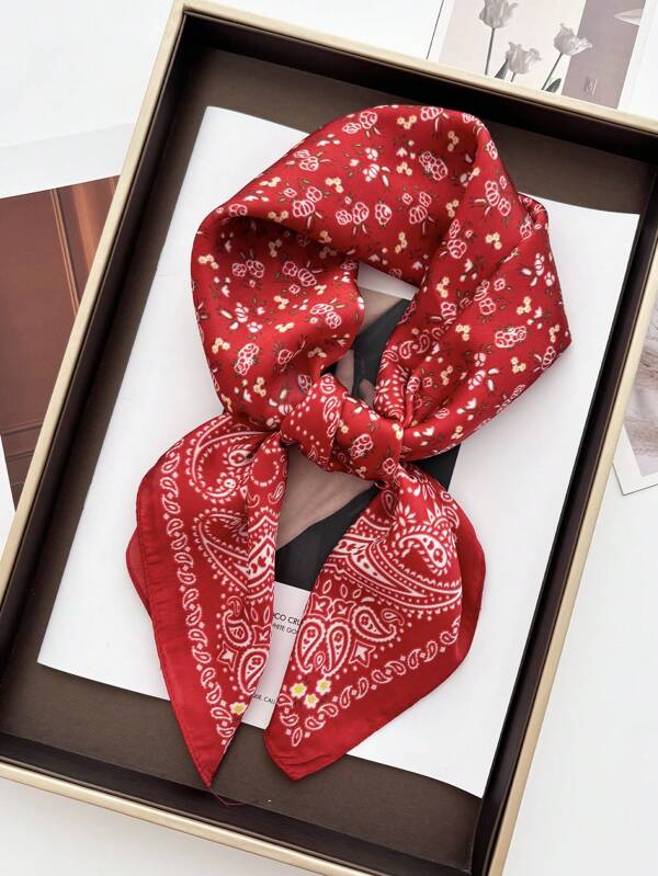1 peça Lenço Quadrado Feminino de Cetim Impresso de 70x70cm, Bandana, Lenço de Pescoço, Gravata Fina para Cabelo