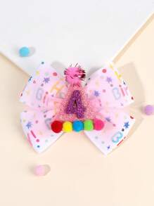 1 pieza Lazo para el cabello de cumpleaños feliz para niñas, diadema con brillo de número de cumpleaños, clip de cocodrilo con pompón, horquillas lindas y dulces para el día del cumpleaños, accesorios para el cabello de adolescentes