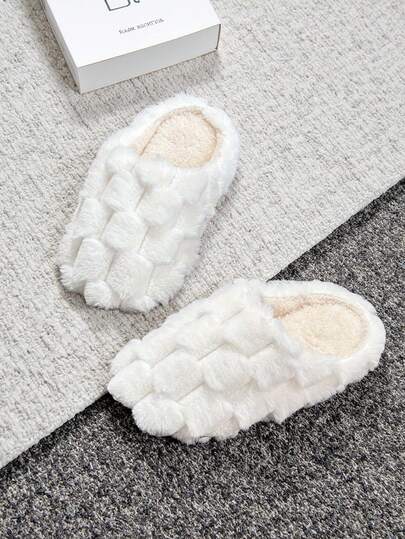 舒适优雅的冬季女士毛茸茸拖鞋 - 柔软温暖的室内舒适感