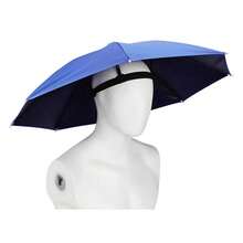 Paraguas de cabeza plegable, sombrero a prueba de viento, cabeza de pesca, sombrilla, equipo de lluvia, paraguas portátil para exteriores, sombreros para acampar y playa - Azul Marino - Ver 13