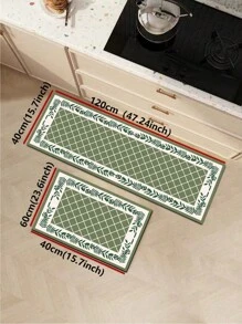 1 pezzo Tappetino da cucina in diatomite, con motivo a rombi verdi e marroni, design a grano, stile minimalista di lusso, che allevia la fatica in cucina, impermeabile e resistente allo sporco, spessore 3mm, personalizzabile, tappetino in silicone morbido e confortevole, con strato superiore in tessuto, strato intermedio in spugna e strato inferiore in gomma, adatto per cucina, bagno, ingresso, lavanderia