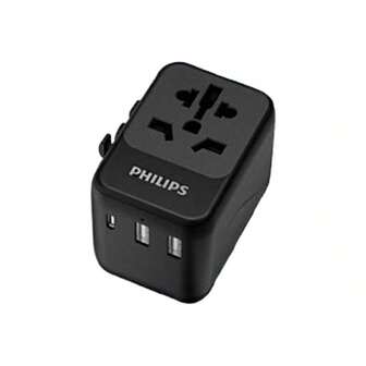 PHILIPS SPB1005B/93 Socket Adapter, Lightweight And Portable, With Four Charging Ports And A Global Adapter Suitable For Global Travel, Business Trips, And Study Abroad.