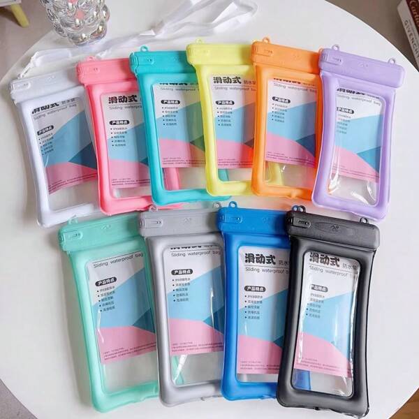 1 Pc Slide-Lock Inflatable Waterproof Phone Pouch, Suitable For Outdoor, Beach, Rafting, Water Activities