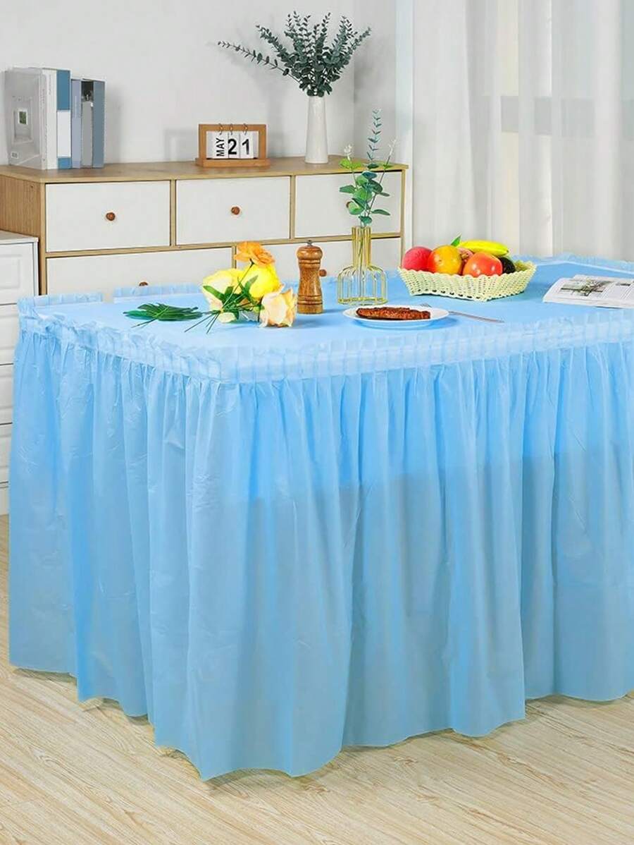 1 Set rechteckige Tischdecke und Tischschürze, PEVA Kunststoff wasserdicht, ölfest und fleckabweisend für Dekoration von Hochzeitsfeier