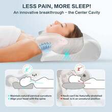Cervical Pillow For Neck Pain Relief, Ergonomic Hollow Design, Odorless Memory Foam Pillow For Sleeping, Orthopedic Contour Neck Support Pillows For Side, Back, And Stomach Sleepers, White - White - View 2