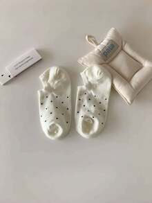 10/6/4双女士中筒袜，面料设计波尔卡圆点踝袜，适合所有季节，颜色随机